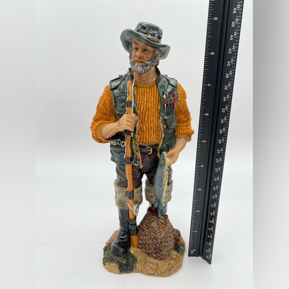 A.C.Ltd Gone Fishing Fisherman Resin Figurine - Hand Painted Resin Statue 9" - Picture 7 of 8